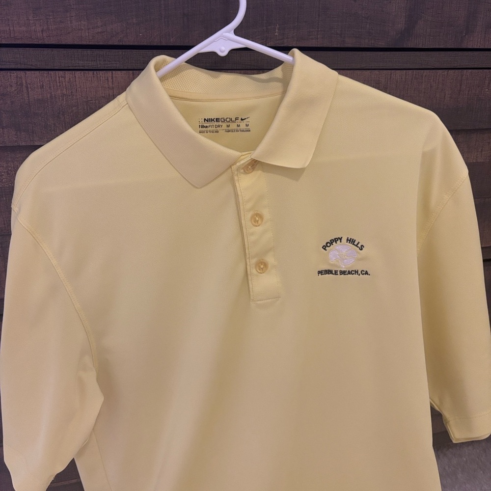 Nike Golf Dryfit Men's Soft Yellow Poppy Hills Golf Course, Pebble Beach Polo